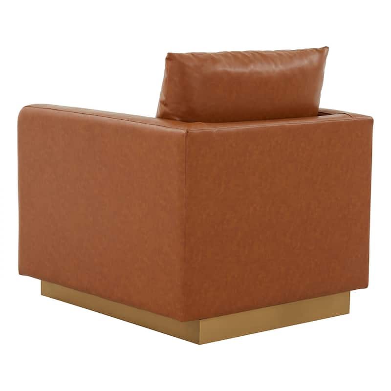 LeisureMod Nervo Modern Leather Accent Arm Chair With Gold Base - 32.75