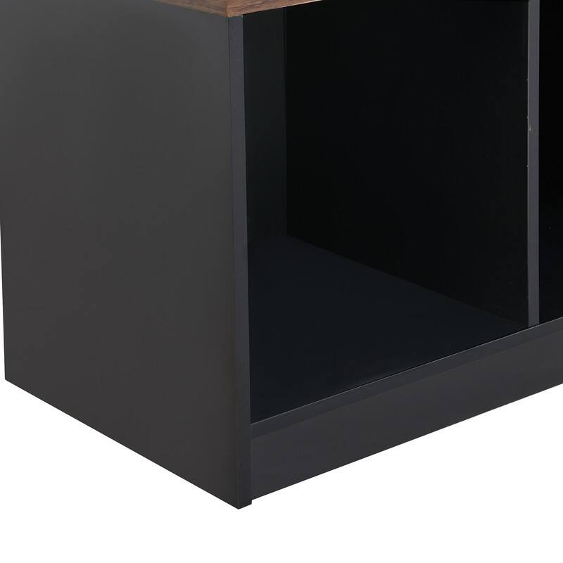 Modern Hall Tree with 4 Hanging Hooks, Shoe Bench with Multiple Storage Space, Hallway Tall Storage Cabinet