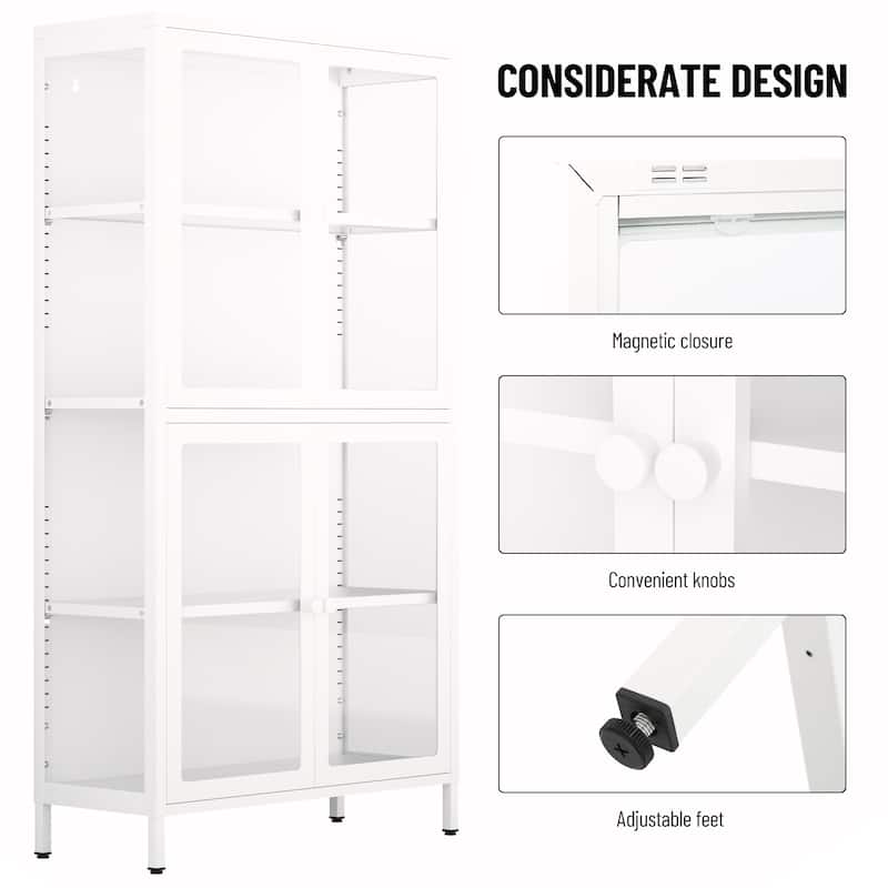 Four Glass Door Storage Cabinet