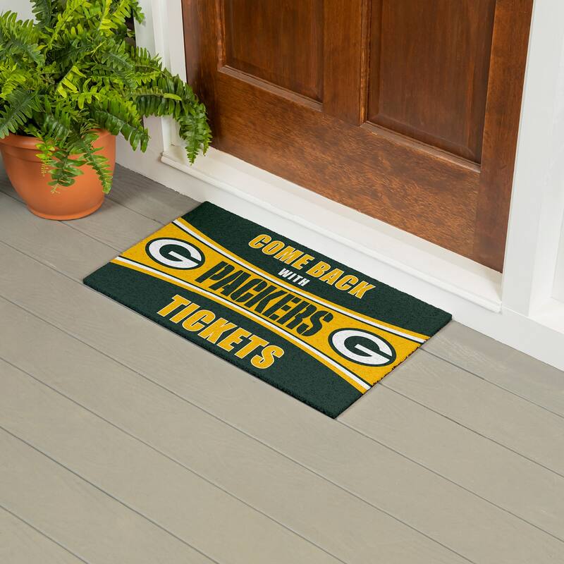 Green Bay Packers 28 in. x 16 in. PVC "Come Back With Tickets" Trapper Door Mat