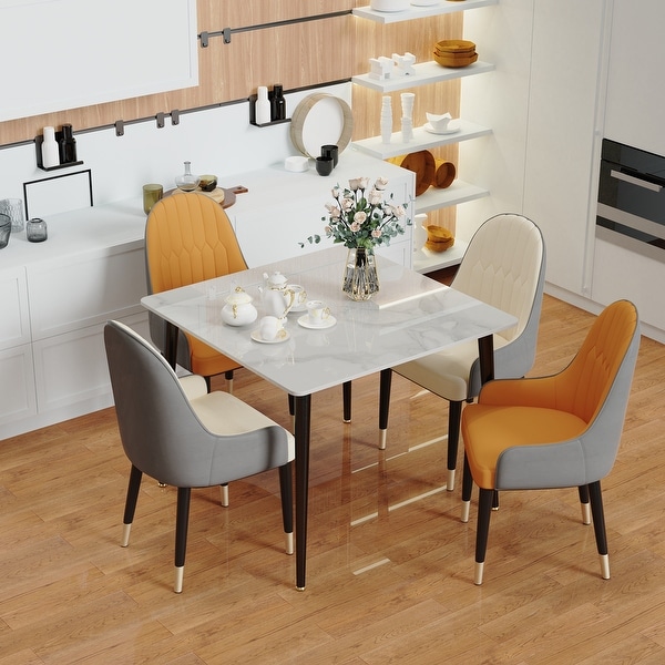 Modern Slate Kitchen Dining Table with Sintered Stone Top Metal