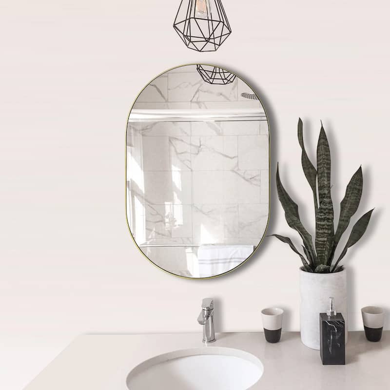 TEHOME Oba Oval Metal Wall Mirror