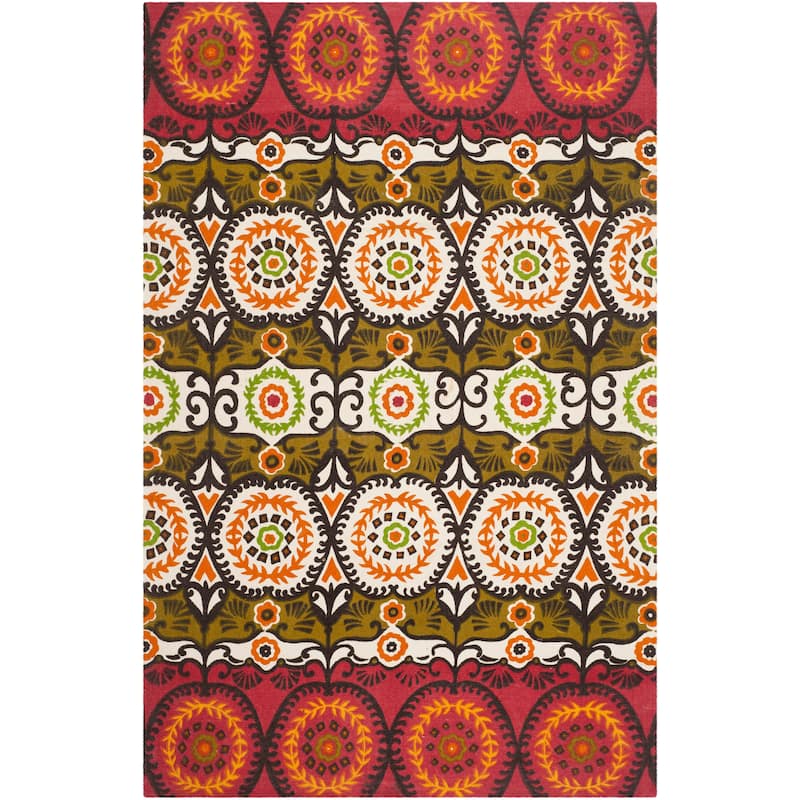 SAFAVIEH Handmade Cedar Brook Vinciane Modern Cotton Rug - 5' x 8' - Red/Orange