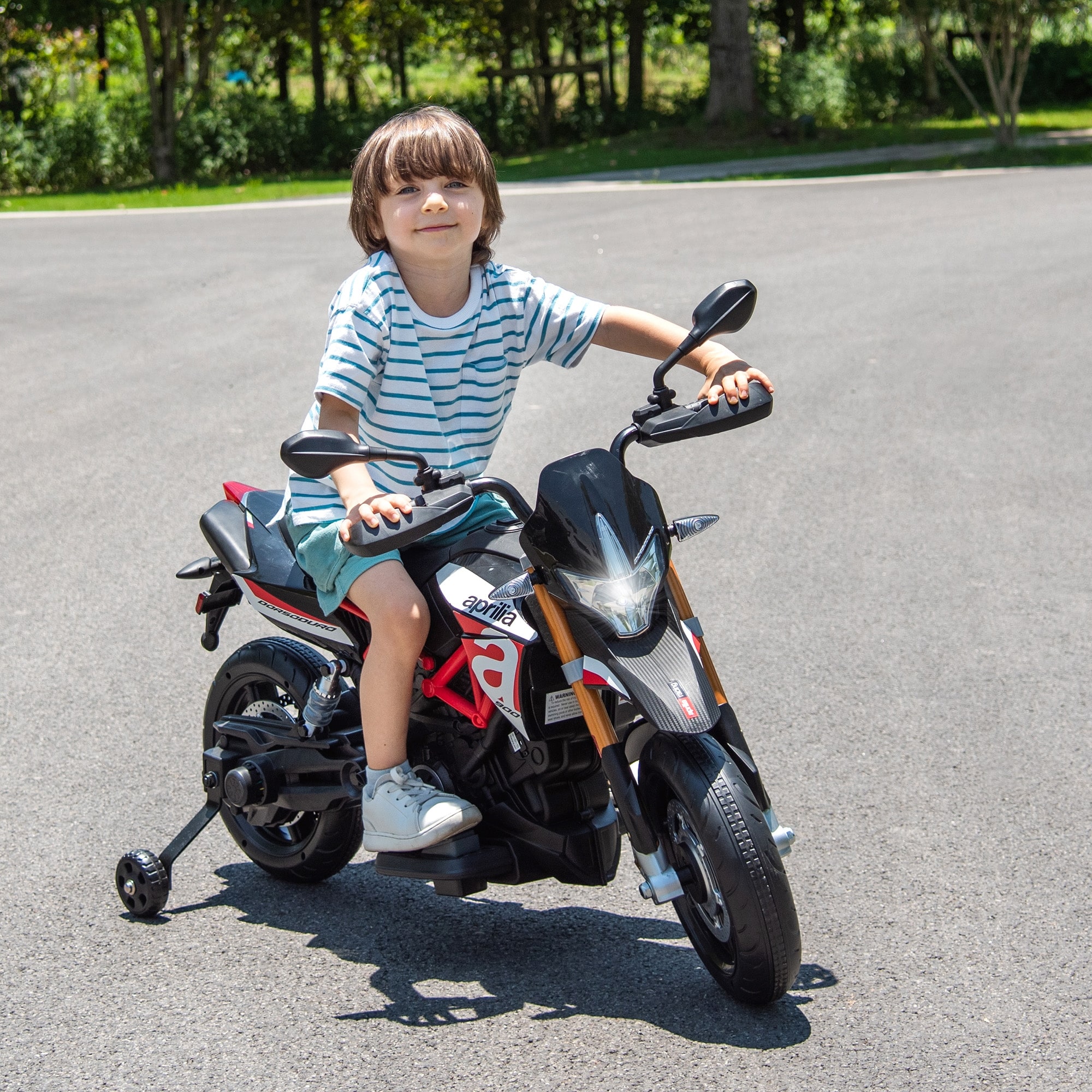 Licensed Aprilia 12V Kids Motorcycle with LED Lights and Sounds