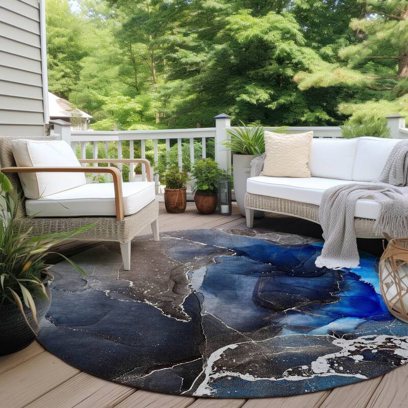Dava Artistic Abstract Weather Resistant Current & Stylish Outdoor Rug