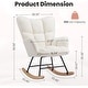 preview thumbnail 15 of 16, Nursery Rocking Chairs, Teddy Upholstered Comfy Glider Chair, with High Backrest, Armrests, Solid Wood Base & Pocket