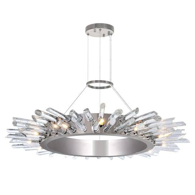 12 Light Chandelier with Polished Nickle finish.