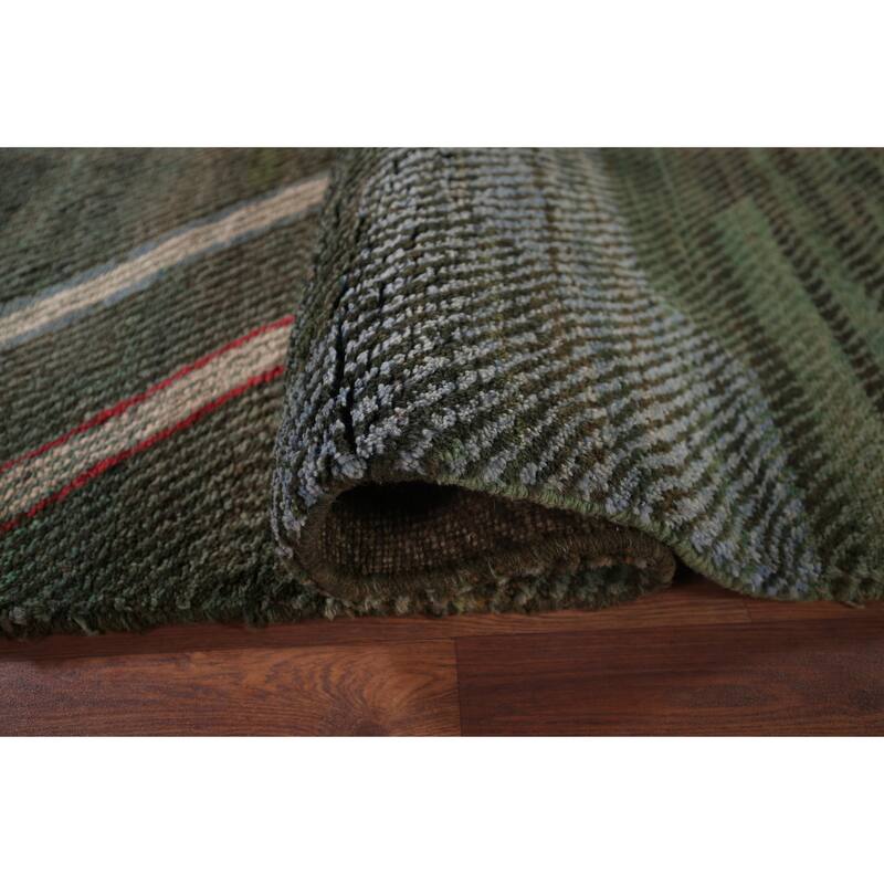 Green Gabbeh Persian Area Rug Handmade Wool Carpet - 4'7"x 10'0"