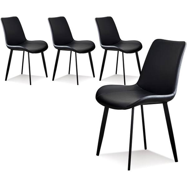 Set of 4 Modern Faux Leather Dining Chairs with Metal Legs ...