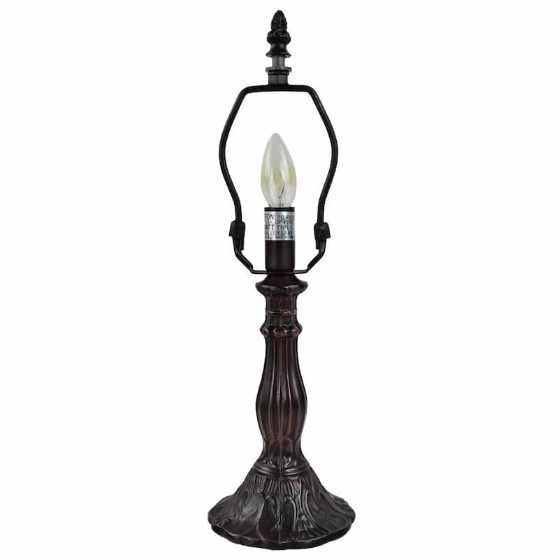 HomeRoots 15" Dark Brown Metal Candlestick Table Lamp With Red and Black Novelty Shade - 12' X '15' X '9