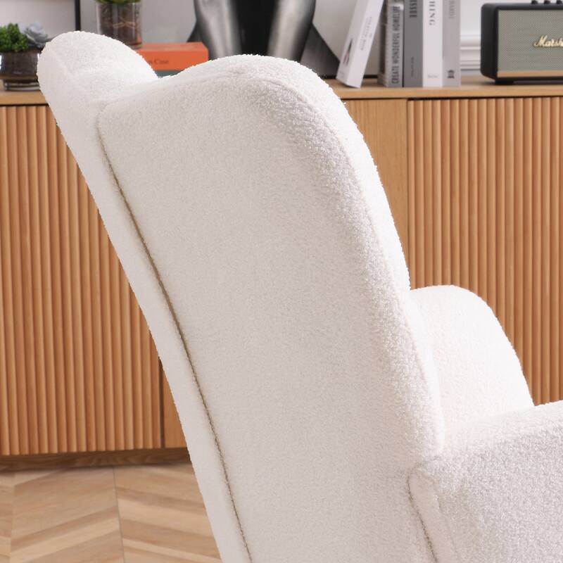 Polyester Rocking Chair with High Backrest and Padded Seat