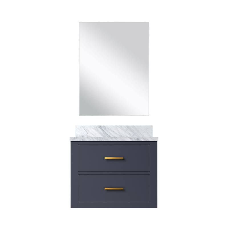 Black Bath Vanity 24" W x 18" D, Acrylic Countertop with Soft Close Cabinet, and 18" Frameless Mirror Included - 24 in W Wood  Acrylic Countertop - Blue