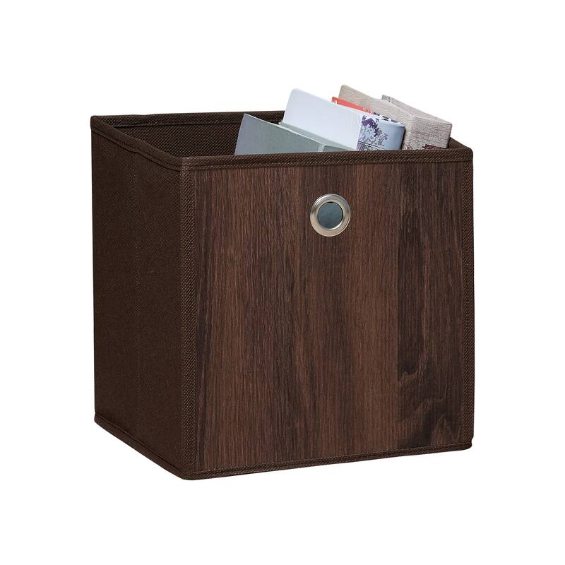 Organize It All Faux Wood Storage Cube in Dark Brown - 10"x10"x10"