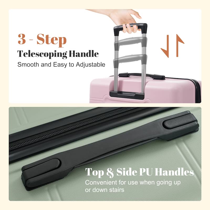 6 Piece Luggage Set, with Double Spinner Wheels Handle Password Lock, 14 IN Cosmetic Case 20/24/28 IN Luggages with Bag