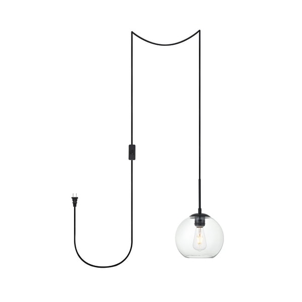 Brad 1-Light Plug in Pendant with Clear Shade - Black - 8" Diameter. Opens flyout.