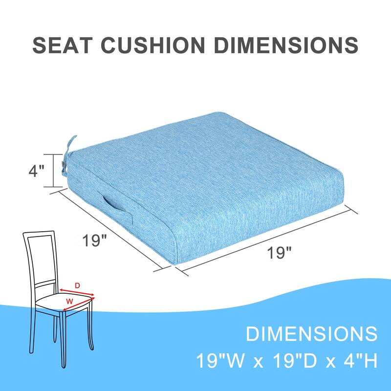 Aoodor Patio Chair Cushions Set of 2, Water Resistant Outdoor Seat Cushions with Handle and Ties, Square Corner Cushions