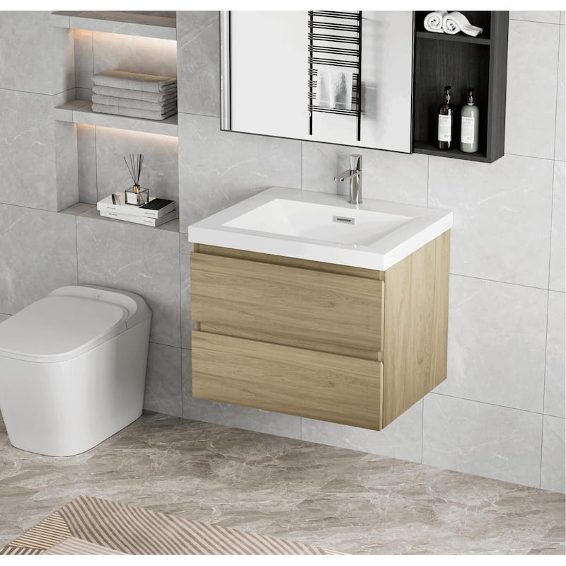 30" Modern Wall-Mounted Floating Bathroom Vanity with Sink, Drawers