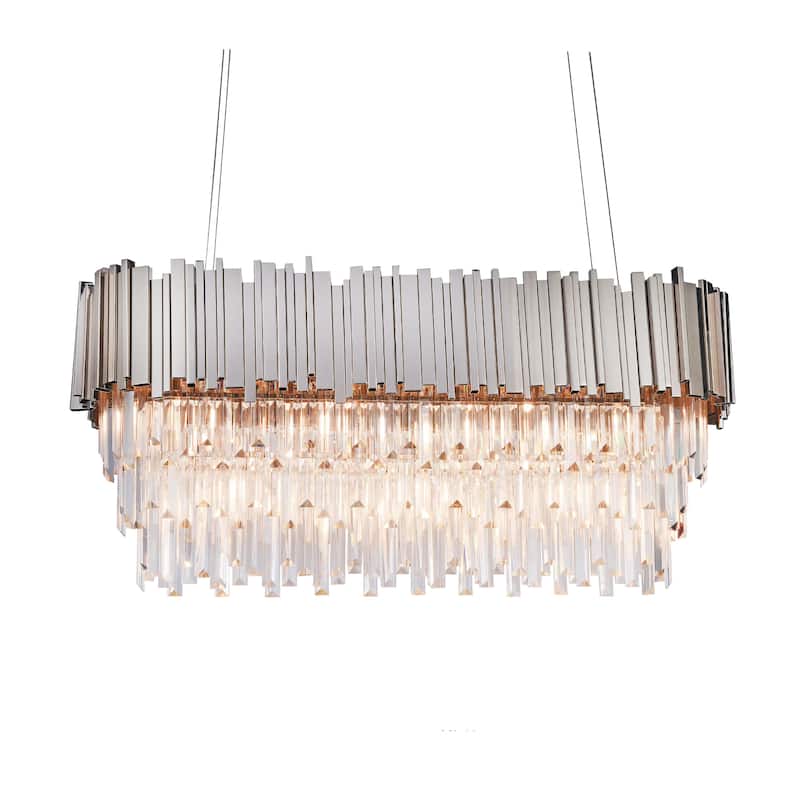 7-Light Chrome Chandelier With Clear Hanging Crystals