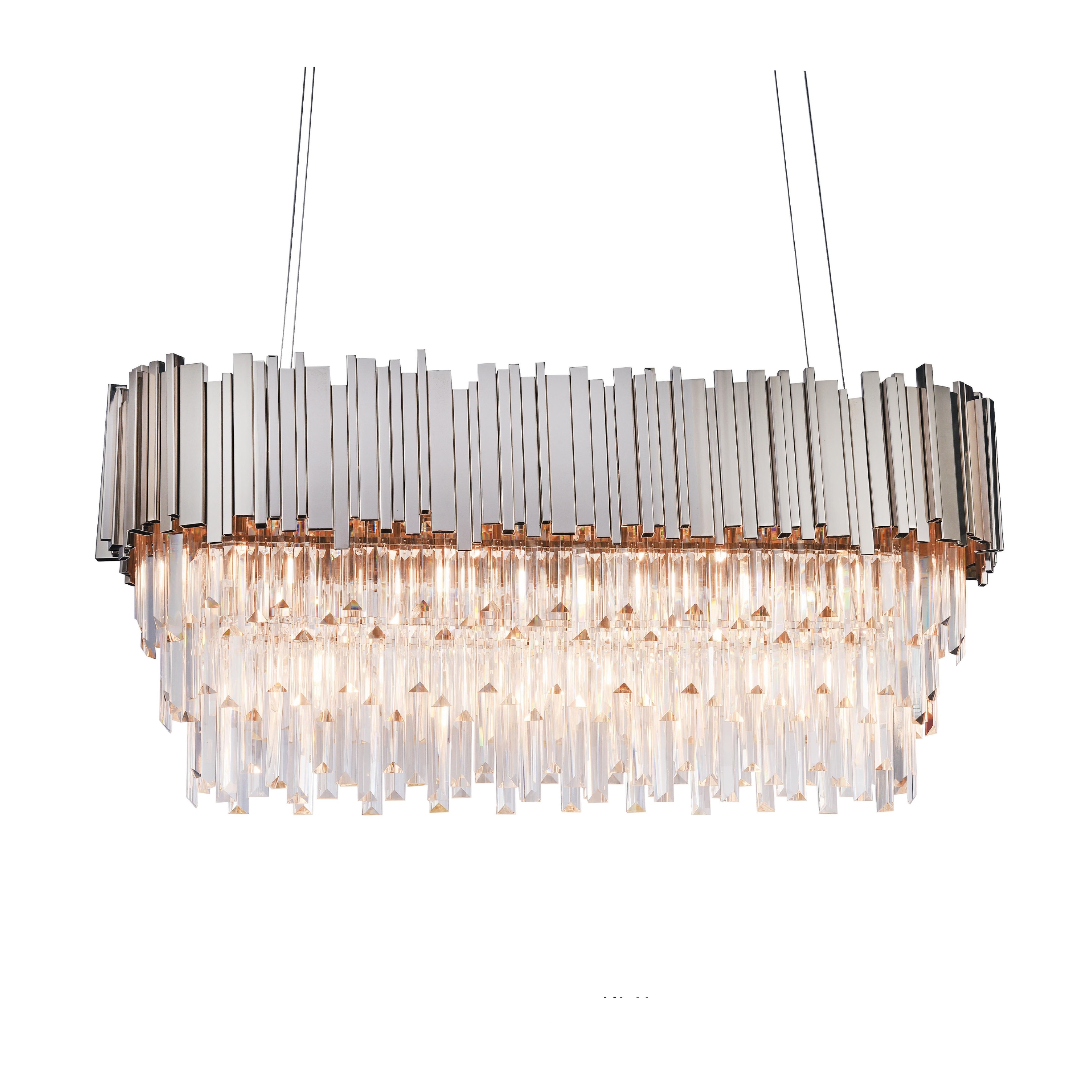 Transitional 7-Light Chrome Chandelier With Clear Hanging Crystals