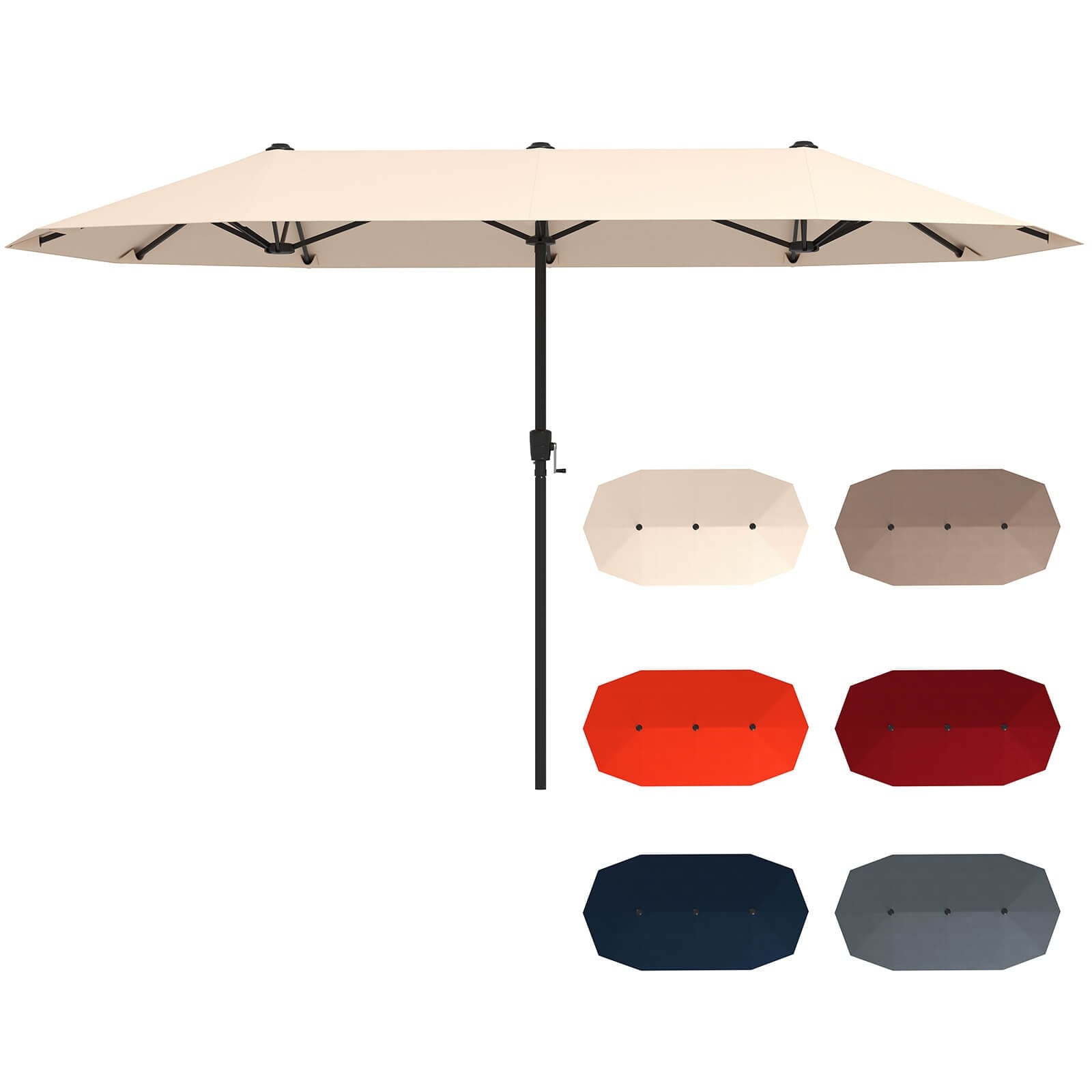 b&q patio umbrella 13 ft Double-Sided Patio Umbrella Twin Size Umbrella w/Crank Handle