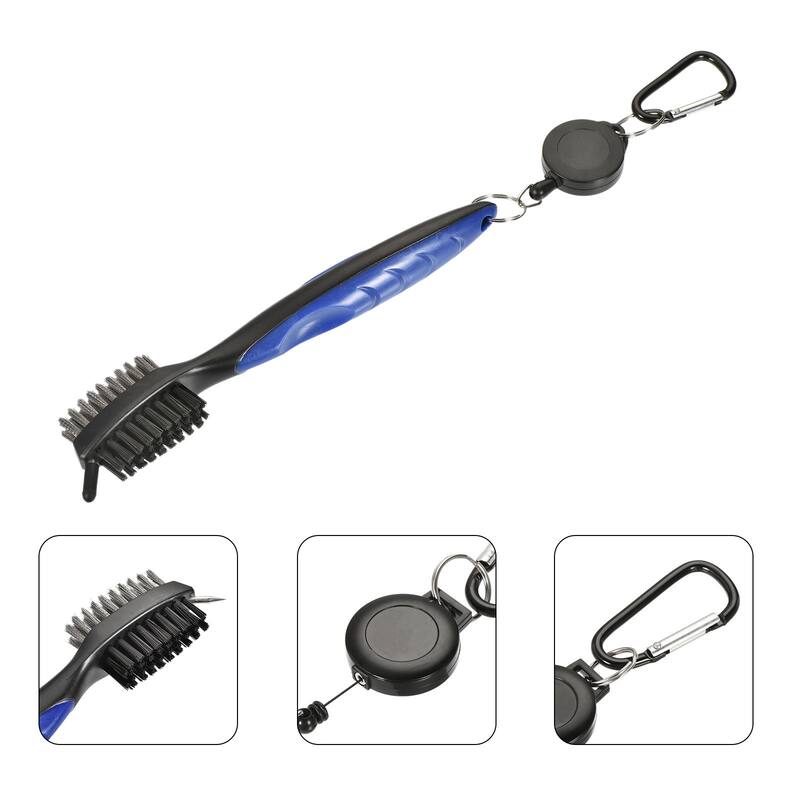 Golf Club Brush Dust Groove Cleaner w Extension Cord Clip Divot Tool