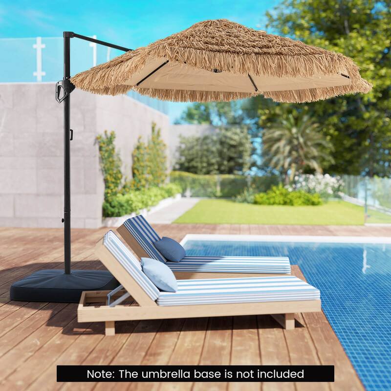 Costway 9.5 FT Cantilever Hula Tiki Thatch Patio Umbrella with Vented