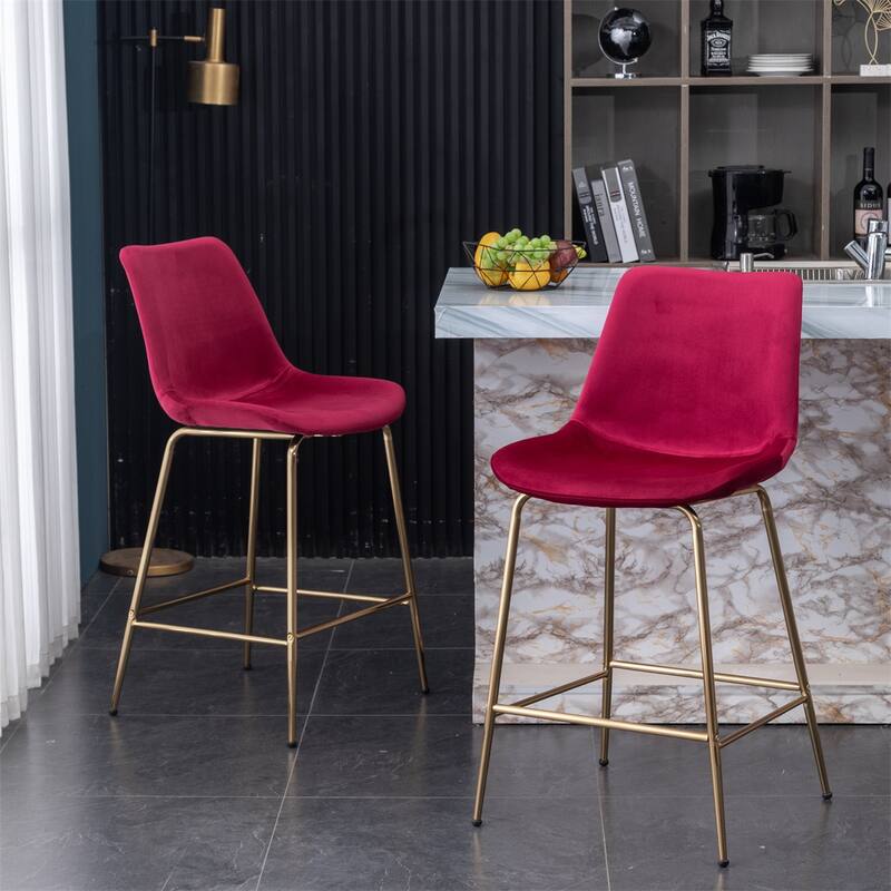 Modern Velvet 26.50 Counter Height Stool, Set of 2