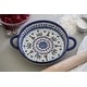 preview thumbnail 1 of 13, Blue Rose Polish Pottery 152 Vena Small Round Baker with Handles