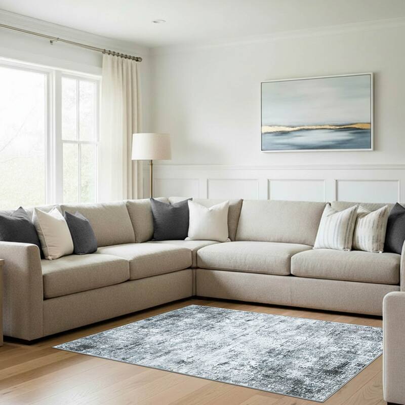 Wyatt & Ash Dream Mink Printed Chenille Rugs - Grey - 5'3" x 7'5"