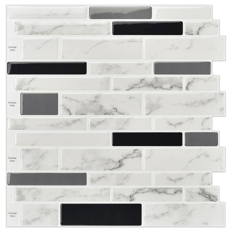 Art3d 12"x12" Vinyl Peel and Stick Backsplash Tile Marble Look(10-Pack)