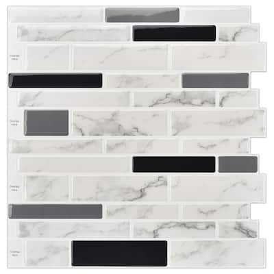 Art3d 12"x12" Vinyl Peel and Stick Backsplash Tile Marble Look(10-Pack)