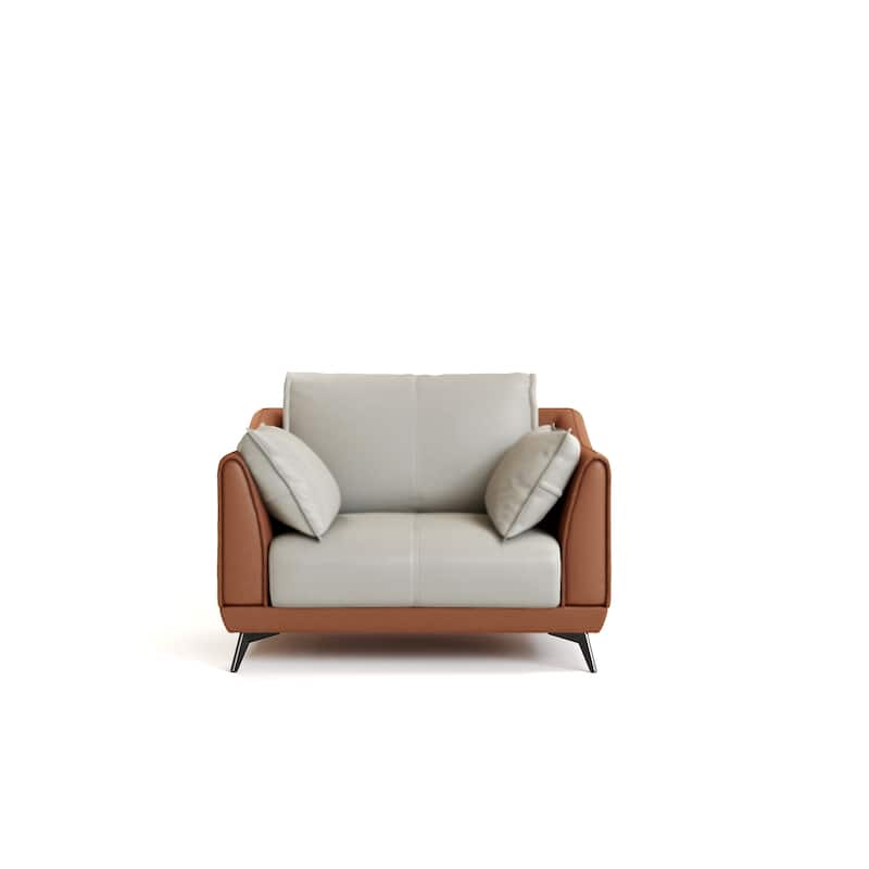 Modern Faux Leather 3-Seater Sofa with Black Legs - one seat