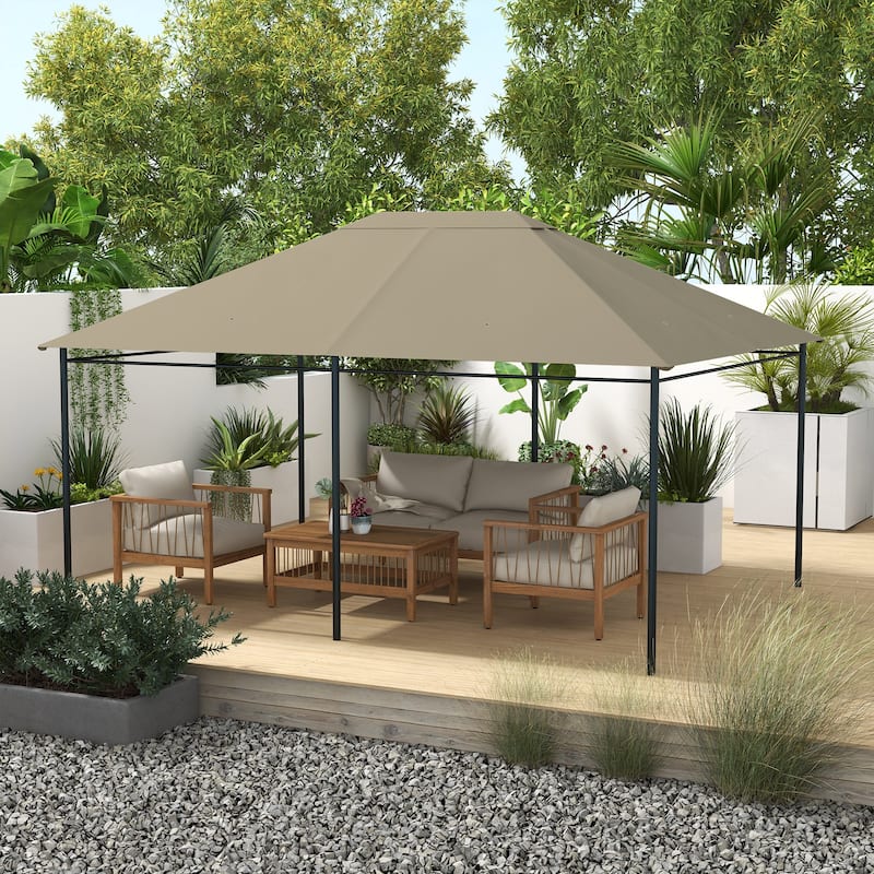 Outsunny 10' x 13' Gazebo Canopy Replacement, Patio Gazebo Roof with Top Vents for 84C-116 - Khaki