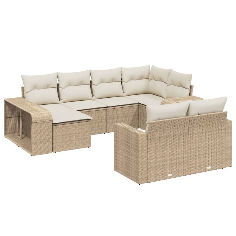 vidaXL Patio Sofa Set with Cushions Outdoor Furniture 10 Piece Poly Rattan