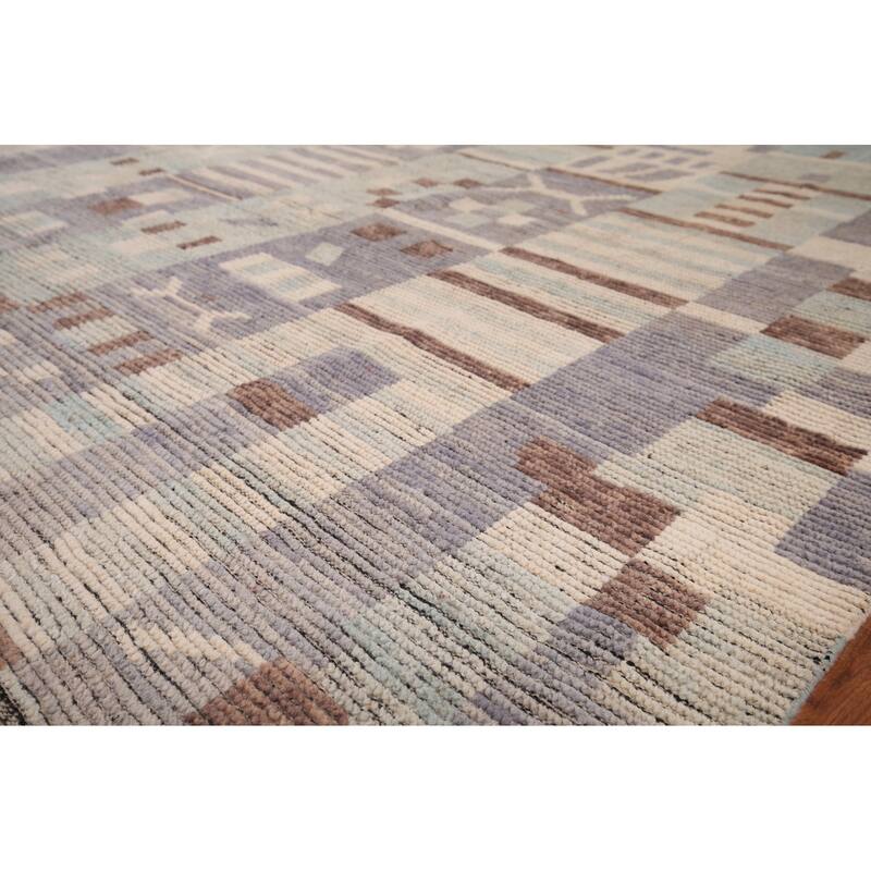 Moroccan Oriental Large Area Rug Hand-Knotted Wool Carpet - 9'8" x 14'11"