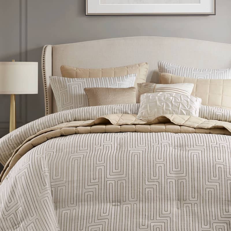 Madison Park Royce 10 Piece Luxury Jacquard Comforter Set