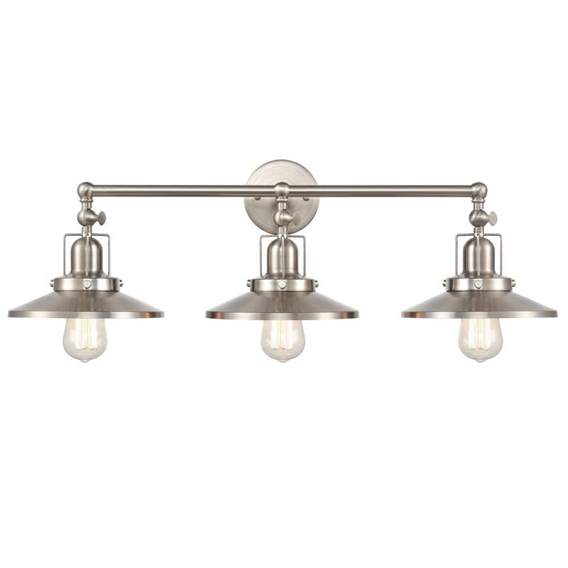 English Pub 18-inch Wide 2-Light Vanity Light in Satin Nickel - 28 - Satin Nickel and Tinted