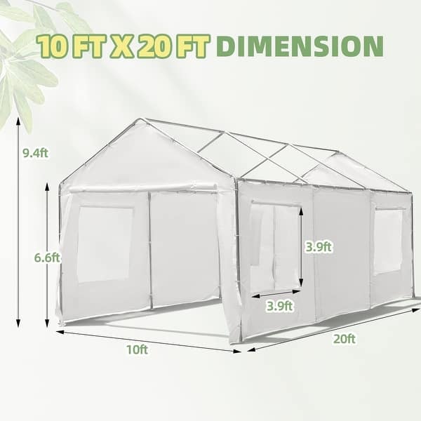 dimension image slide 6 of 12, Heavy-Duty Metal Carport with Upgraded Galvanized Steel Roof – Ideal Shelter for Cars, Boats, and Tractors