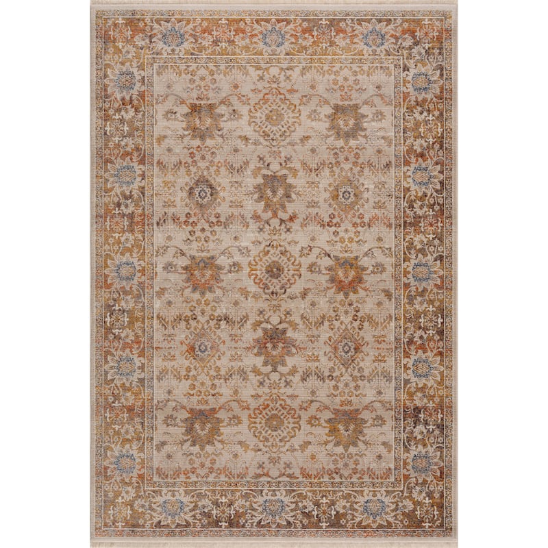 Sevita Rustic Traditional Boho Bordered Floral Area Rug - 5' x 8'
