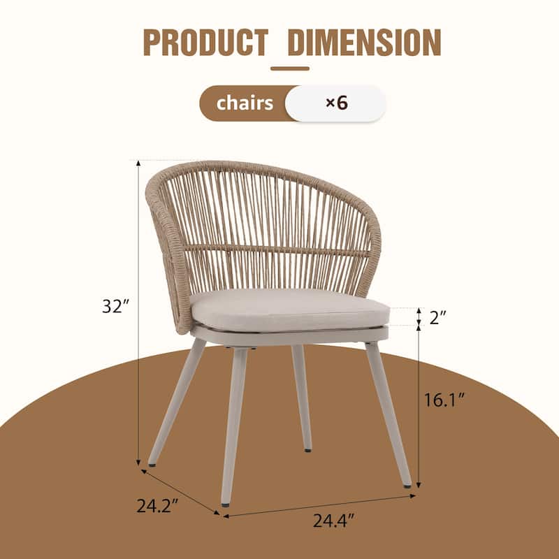 Outdoor 7-Piece Patio Dining Chair and Extendable Wood Dining Table