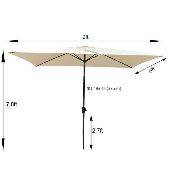black rectangle patio umbrella Black Crank Rectangle Outdoor Patio Umbrella, 6.5x 10ft