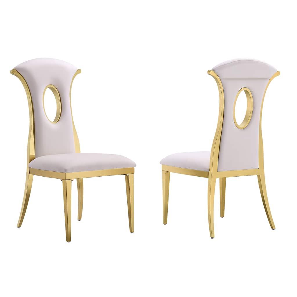 Luxury White Velvet Dining Chairs with Polished Gold Legs