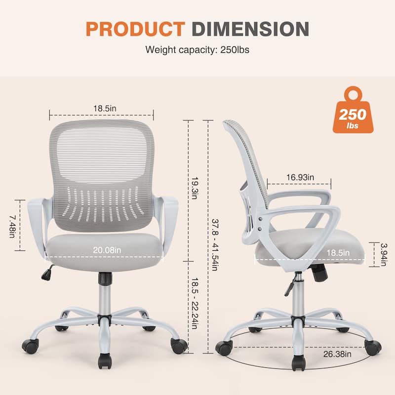 Home Office Desk Chair with Footrest, High-Back Mesh Rolling Swivel Reclining Chairs with Wheels, Comfortable Headrest