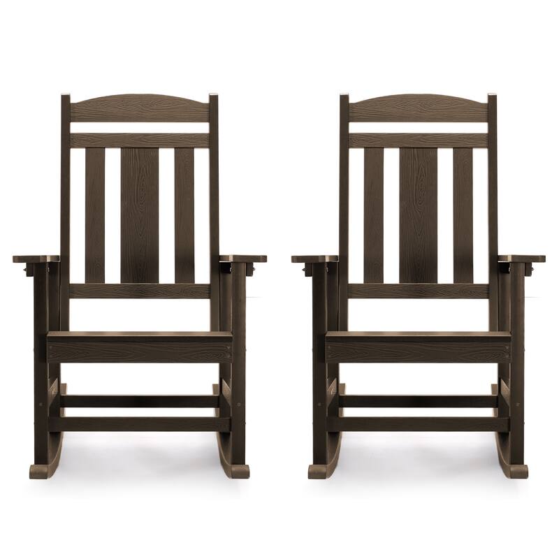 Eco-Friendly Plastic Outdoor Adirondack Rocking Chairs For Porch Set of 2