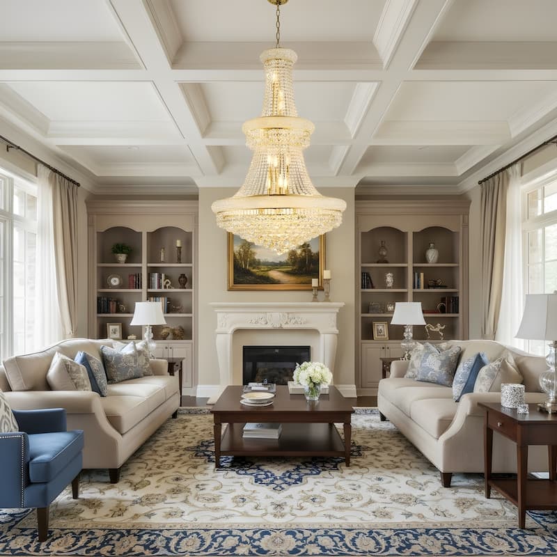 32-Inch Crystal Chandelier, 27-Light Ceiling Light with LED Bulbs - N/A