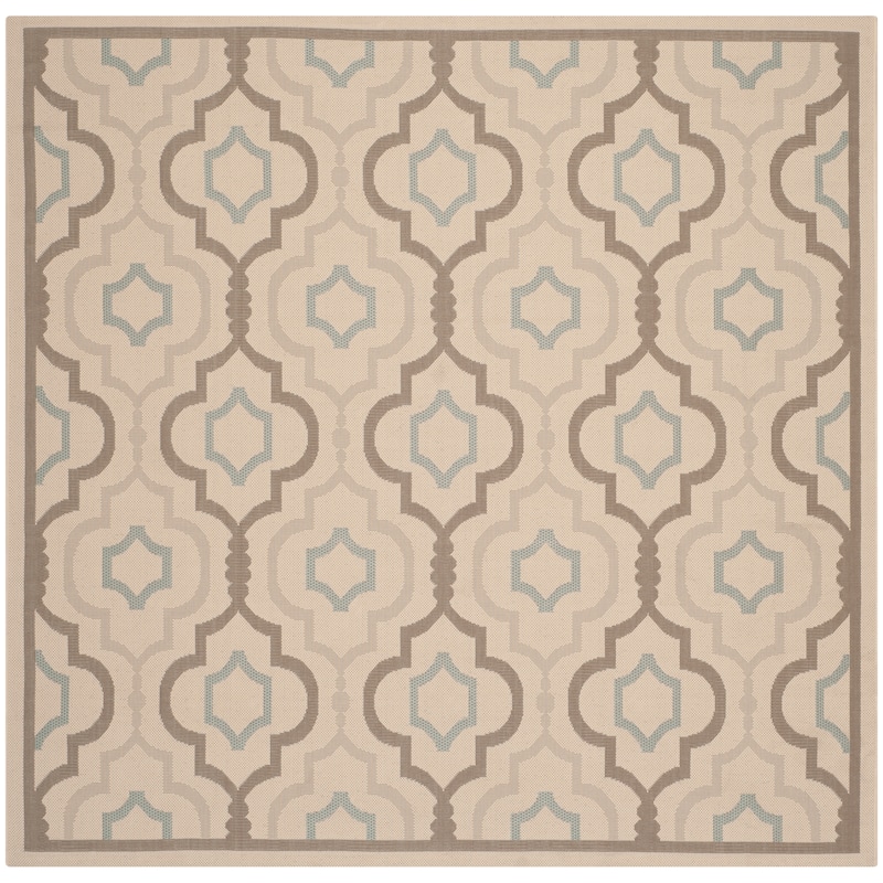 SAFAVIEH Courtyard Oyvor Indoor/ Outdoor Waterproof Patio Backyard Rug - 6'7" Square - Beige/Dark Beige