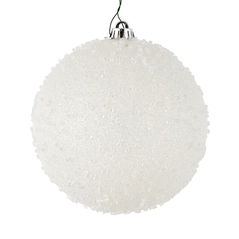 Vickerman 6" White Ice Ball Ornament, 4 per Bag