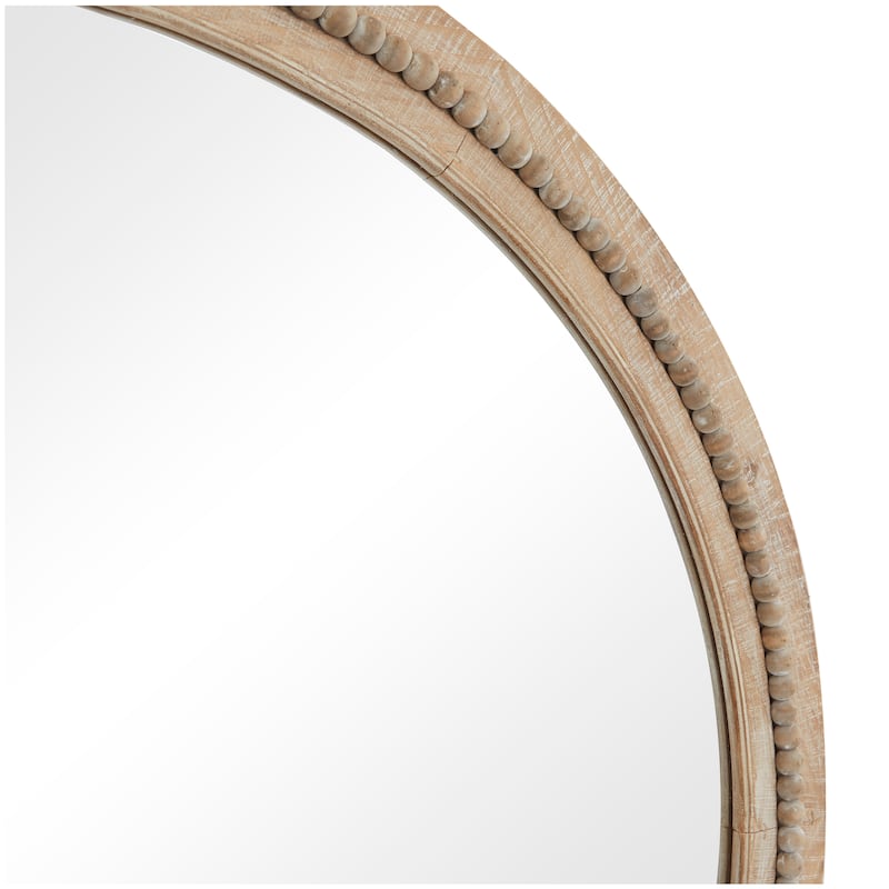 Contemporary Wood Distressed Wall Mirror with Beaded Detailing - Brown or White