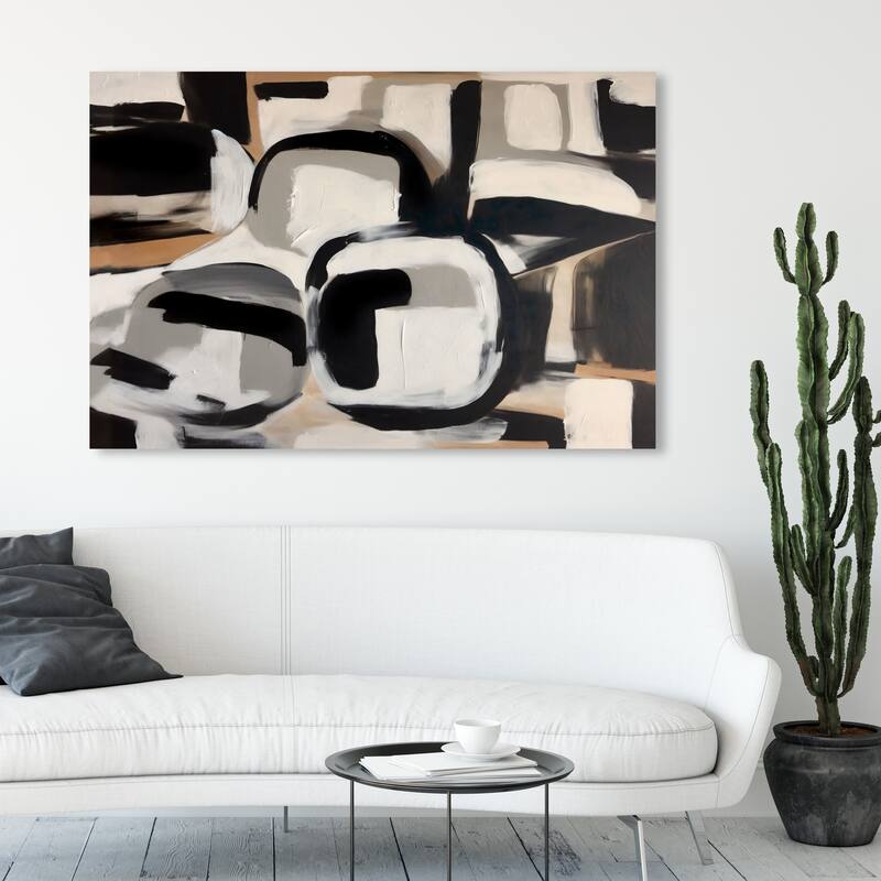 Wynwood Studio Abstract Greige White and Cream White Modern & Contemporary Wall Art Canvas Print