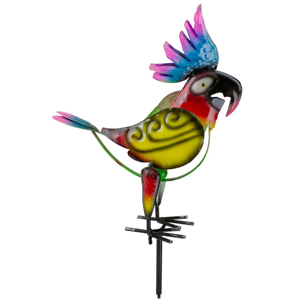 Yellow and Red Kinetic Parrot Yard Decoration